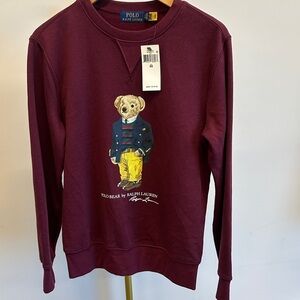 Polo by Ralph Lauren Maroon Sweater with Bear Design